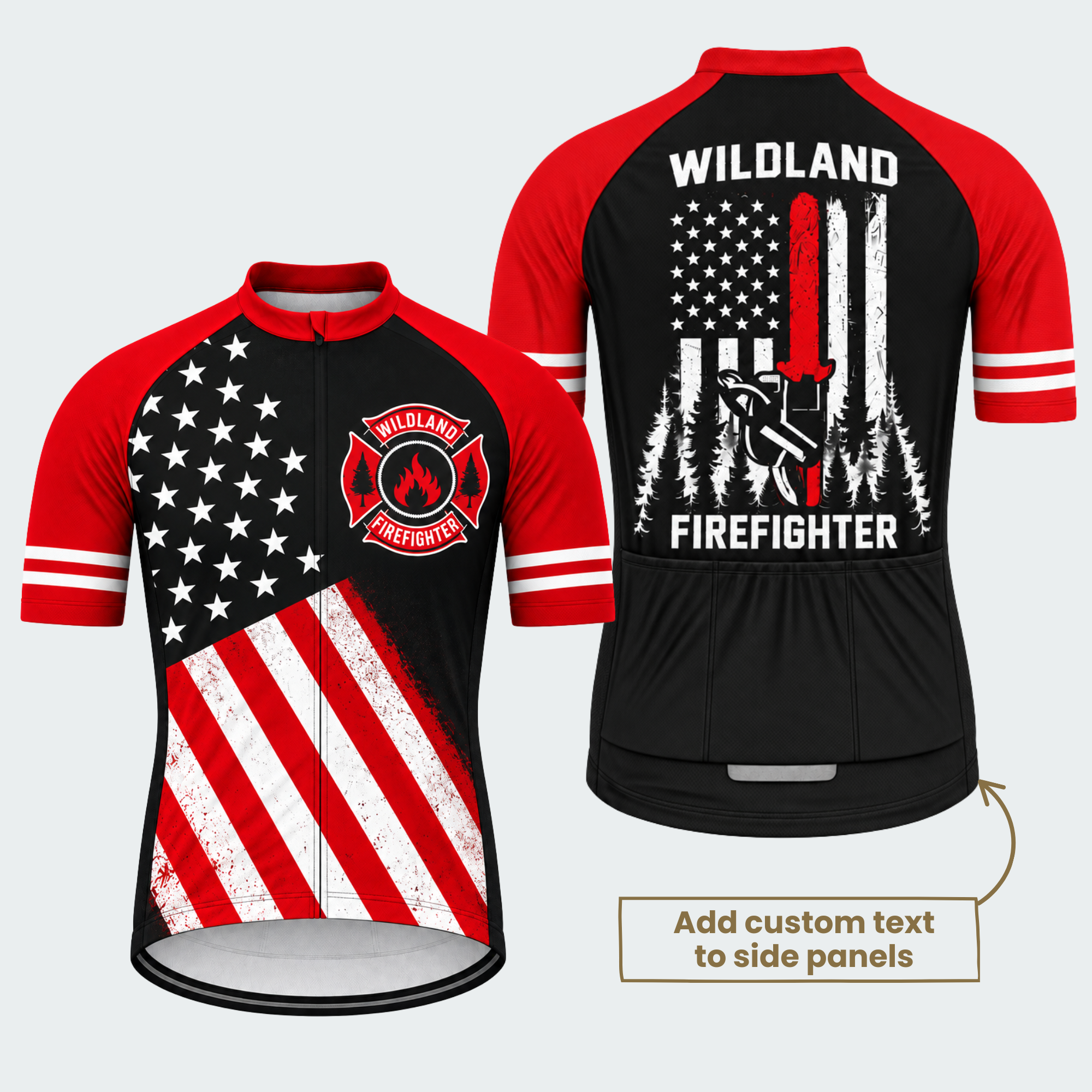 Men's Personalized Wildland Firefighter Stars & Trees Cycling Jersey & Kit — short sleeve jersey — featured image