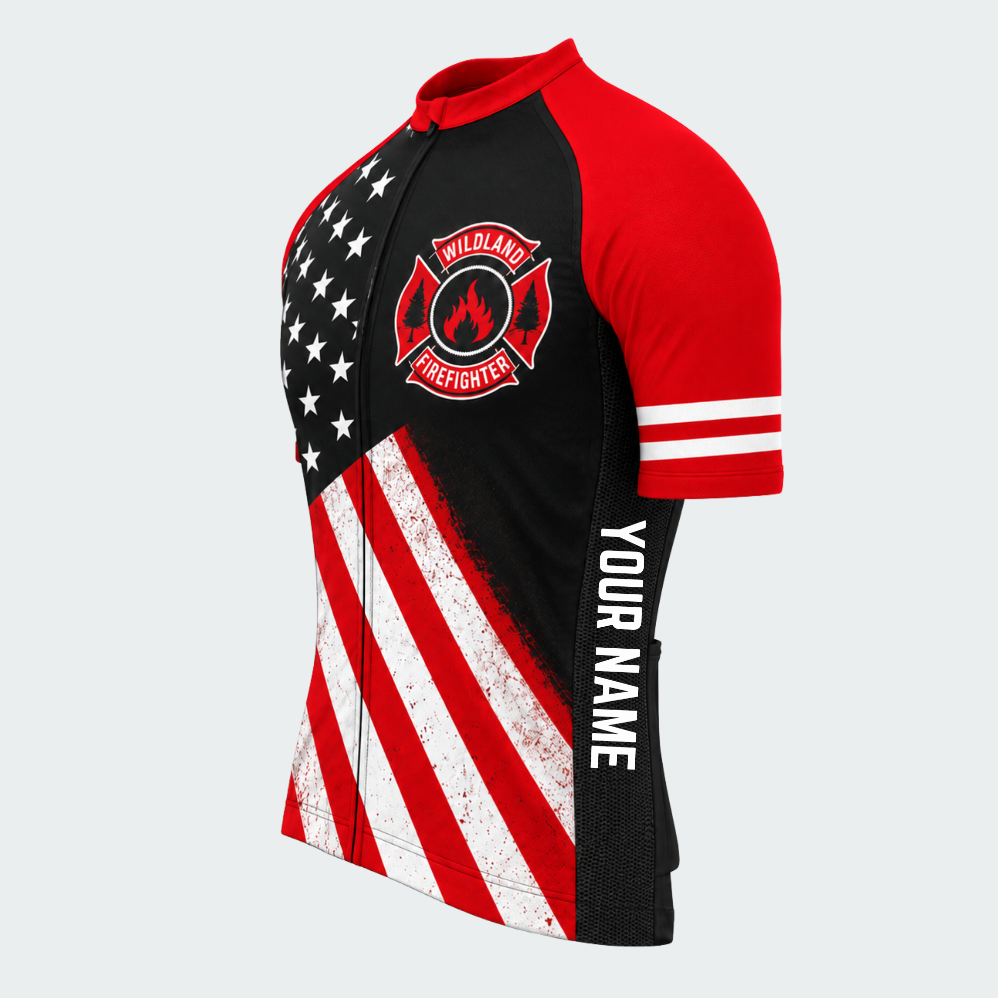 Men's Personalized Wildland Firefighter Stars & Trees Cycling Jersey & Kit — short sleeve jersey — image 04