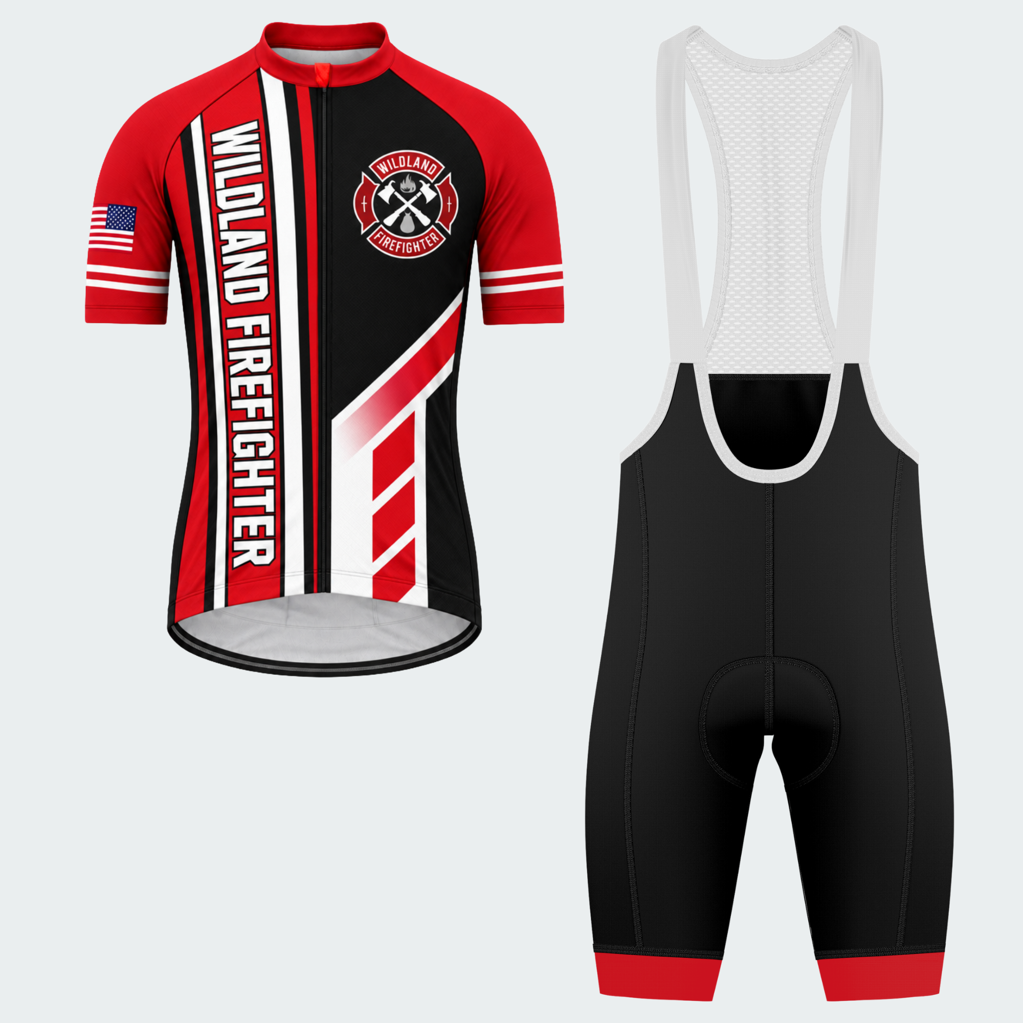 Men's Personalized Wildland Firefighter Crest Cycling Jersey & Kit — short sleeve bib shorts kit — featured image