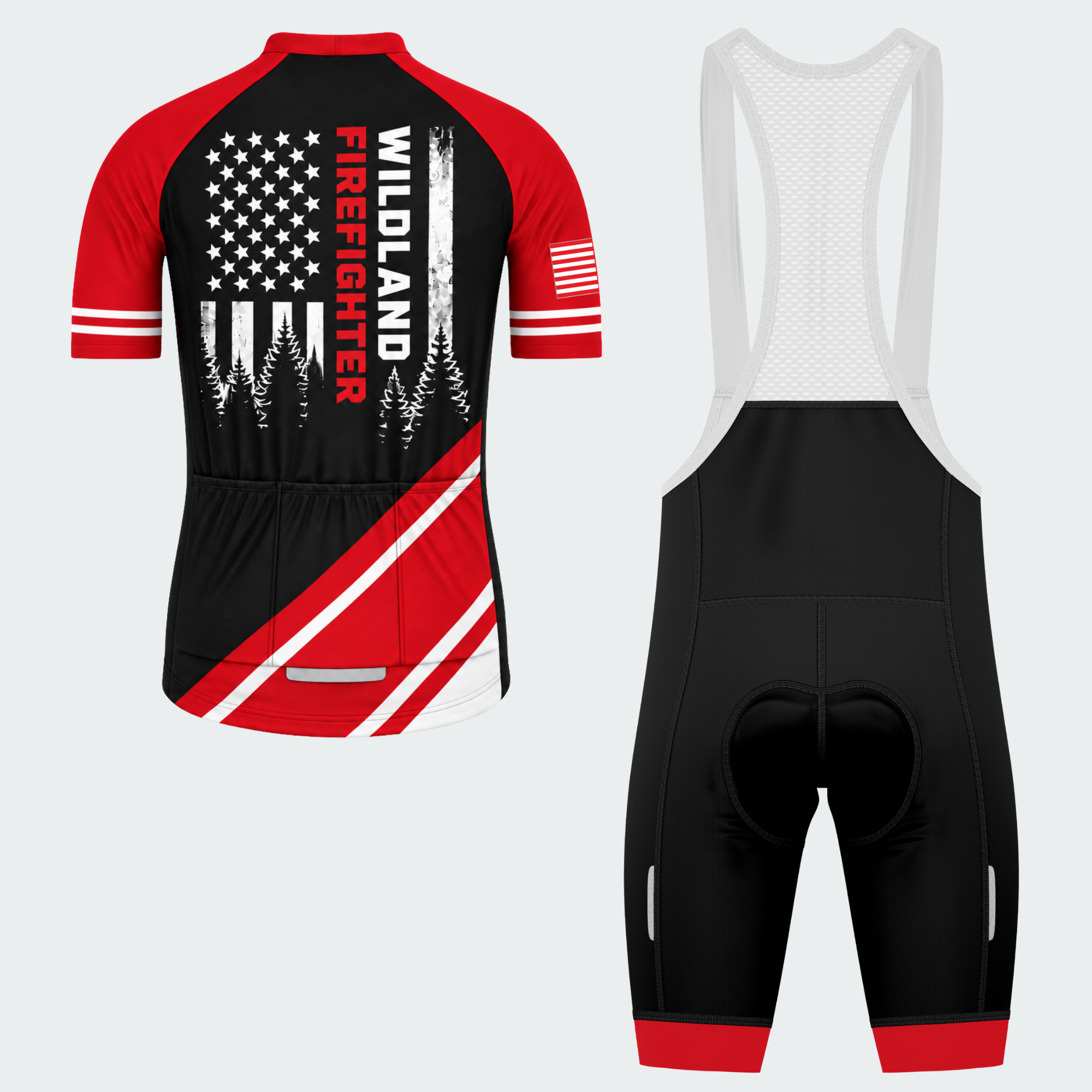 Men's Personalized Wildland Firefighter Crest Cycling Jersey & Kit — short sleeve bib shorts kit — image 02
