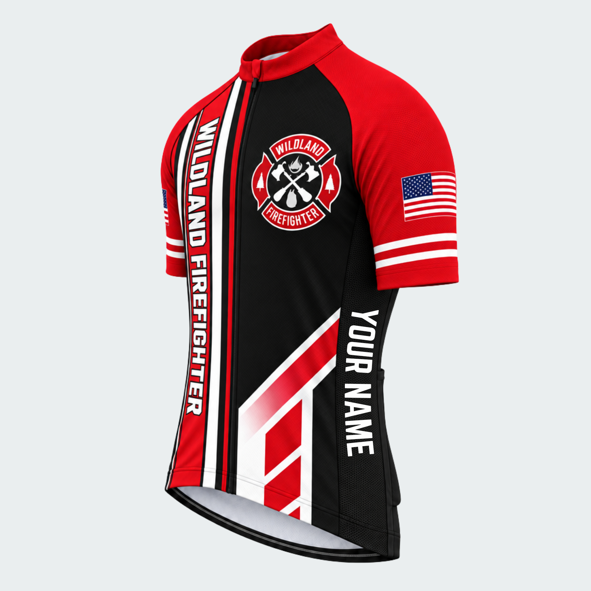 Men's Personalized Wildland Firefighter Crest Cycling Jersey & Kit — short sleeve jersey — image 04