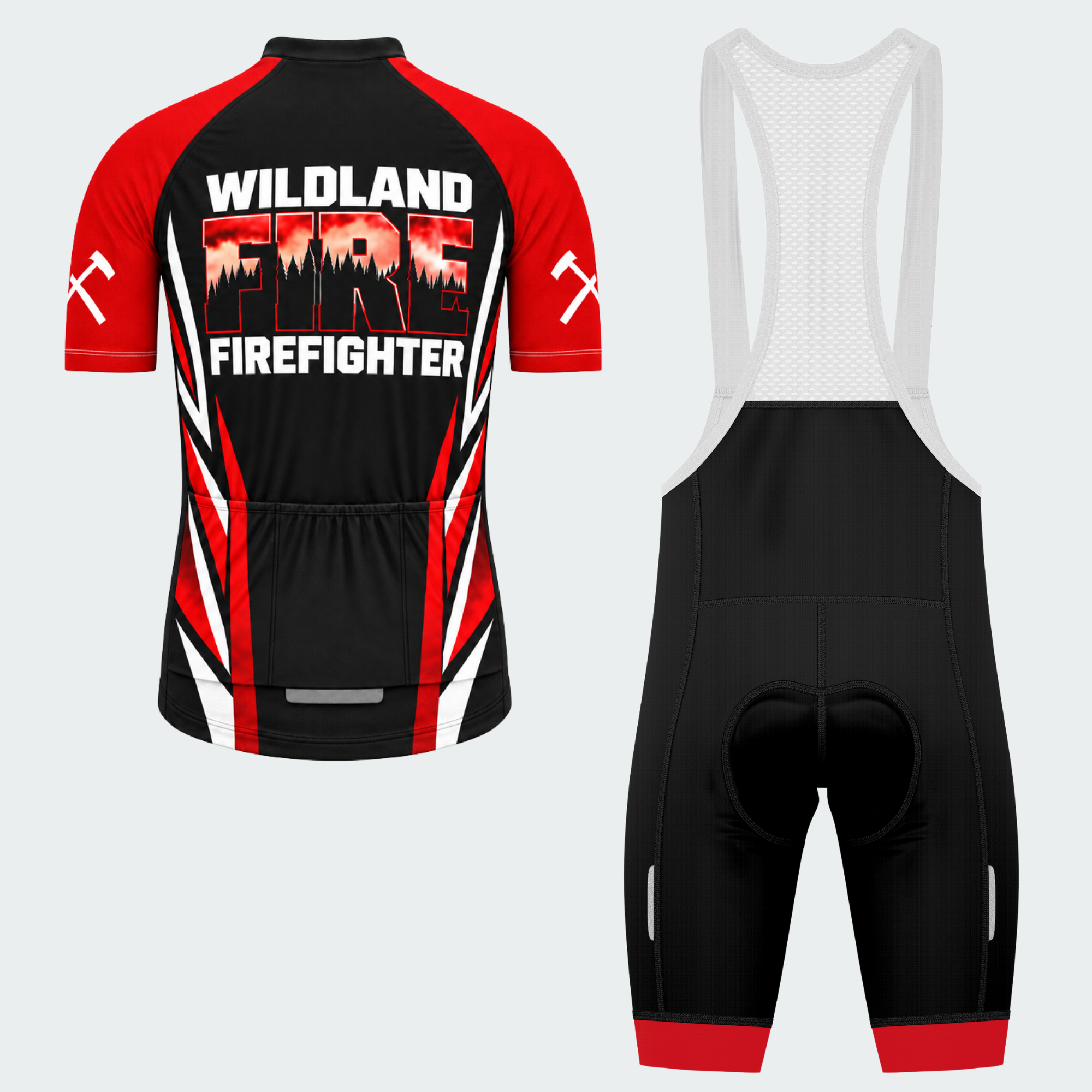 Men's Personalized Wildland Firefighter Blaze Cycling Jersey & Kit — short sleeve bib shorts kit — image 02