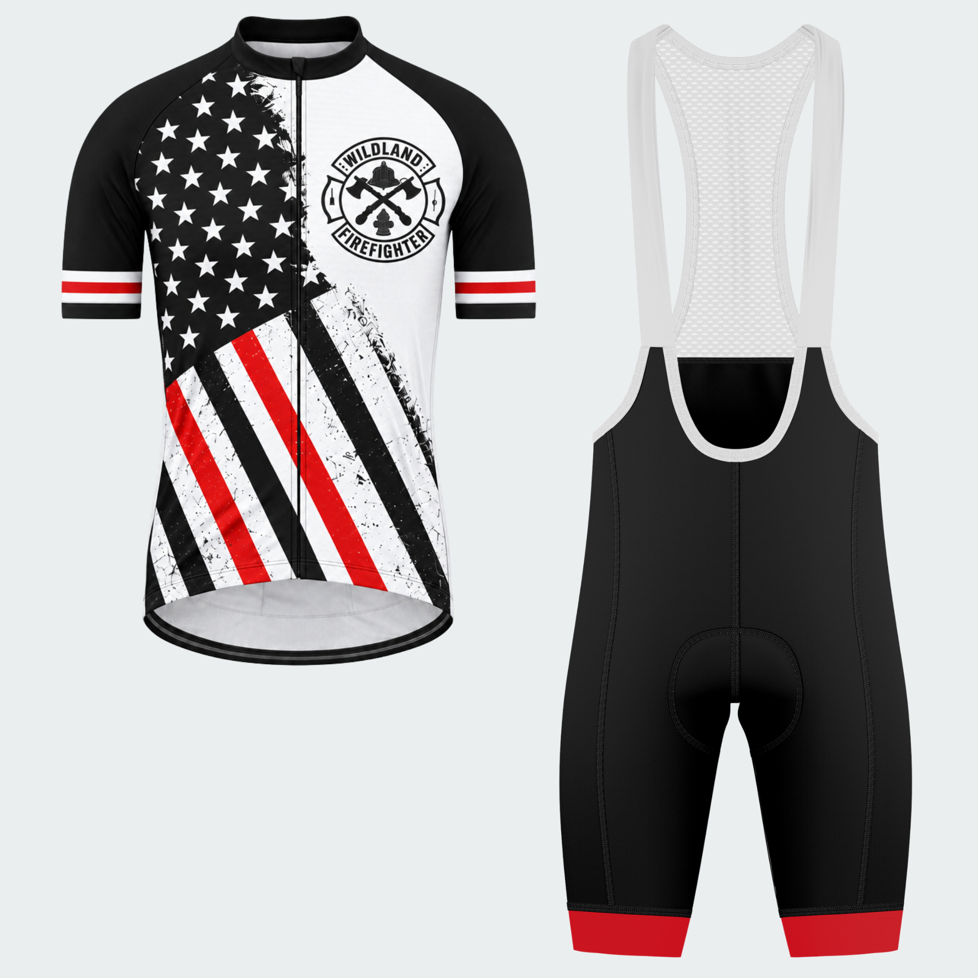 Men's Personalized Wildland Firefighter Iron Badge Cycling Jersey & Kit — short sleeve bib shorts kit — featured image
