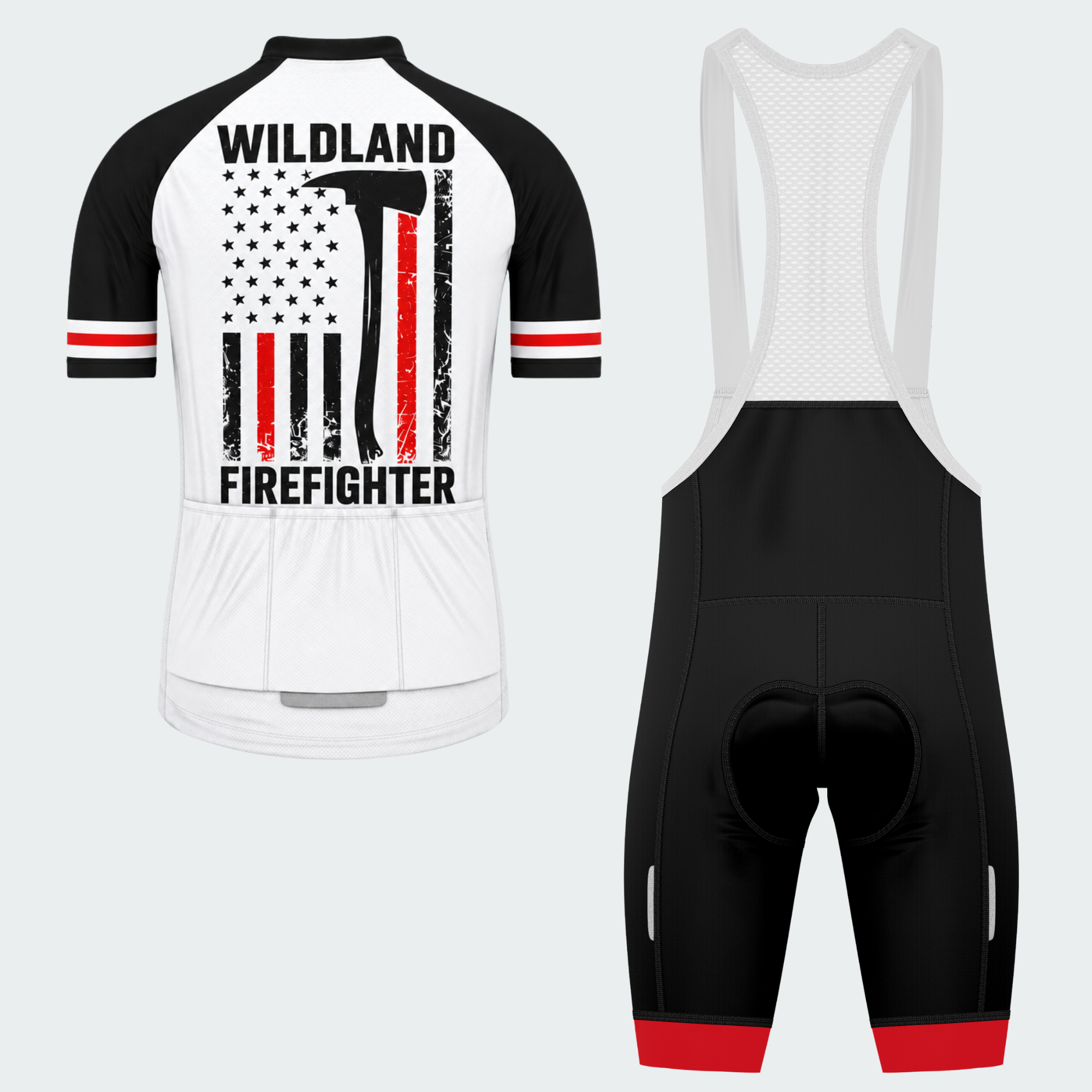Men's Personalized Wildland Firefighter Iron Badge Cycling Jersey & Kit — short sleeve bib shorts kit — image 02
