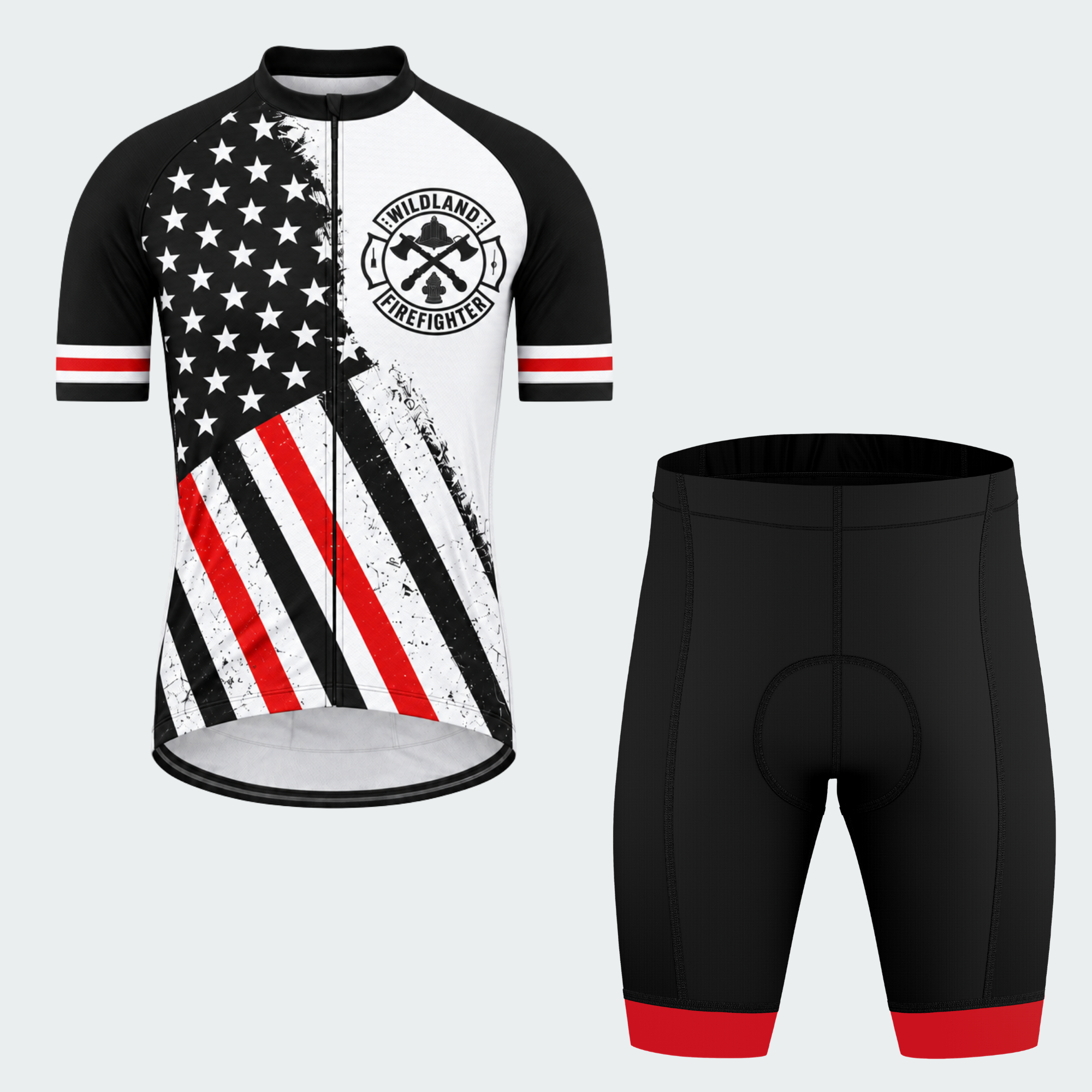 Men's Personalized Wildland Firefighter Iron Badge Cycling Jersey & Kit — short sleeve shorts kit — featured image