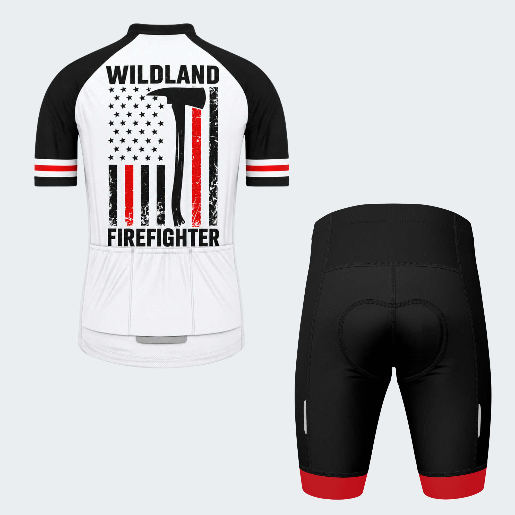 Men's Personalized Wildland Firefighter Iron Badge Cycling Jersey & Kit — short sleeve shorts kit — image 02