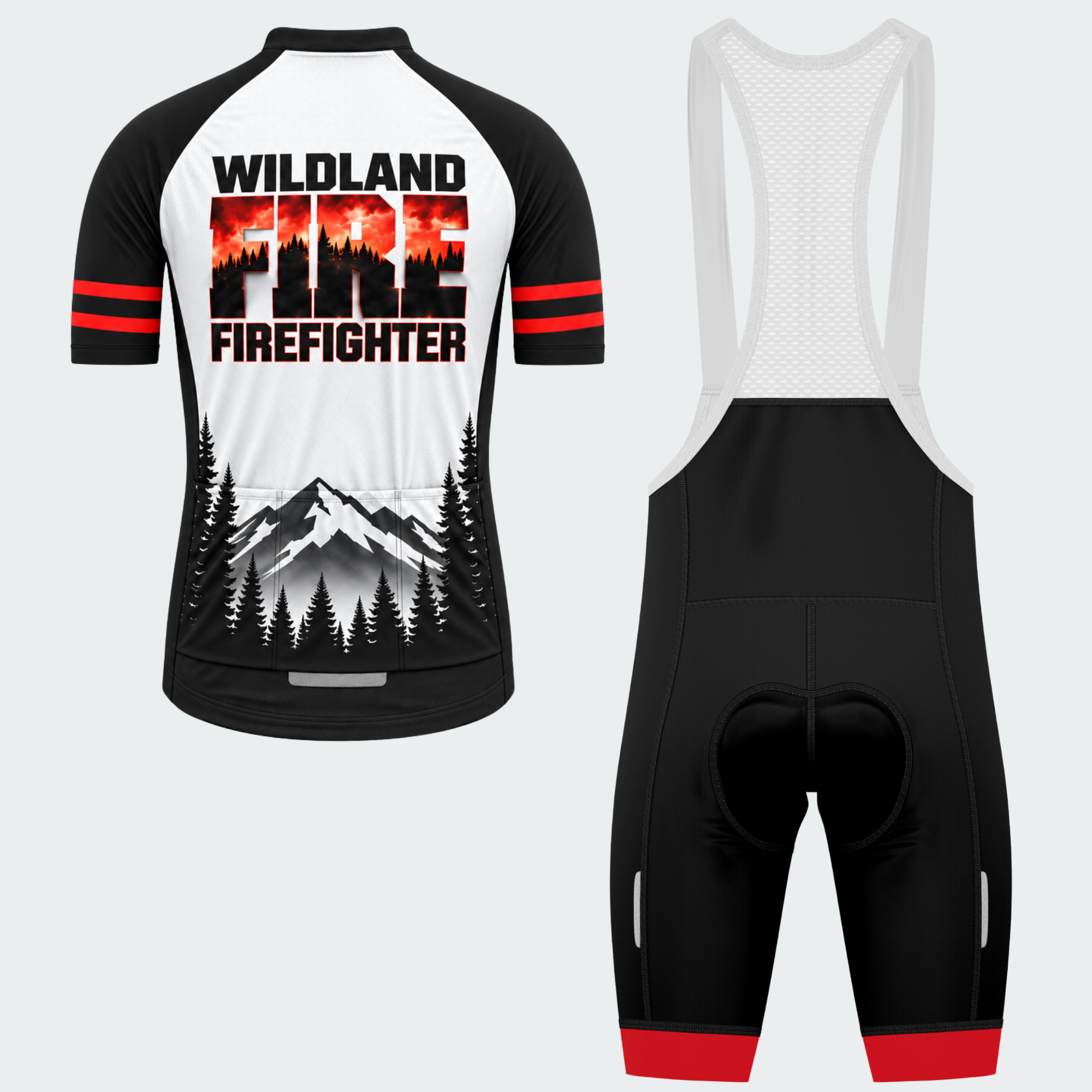 Men's Personalized Wildland Firefighter Ember Ridge Cycling Jersey & Kit — short sleeve bib shorts kit — image 02