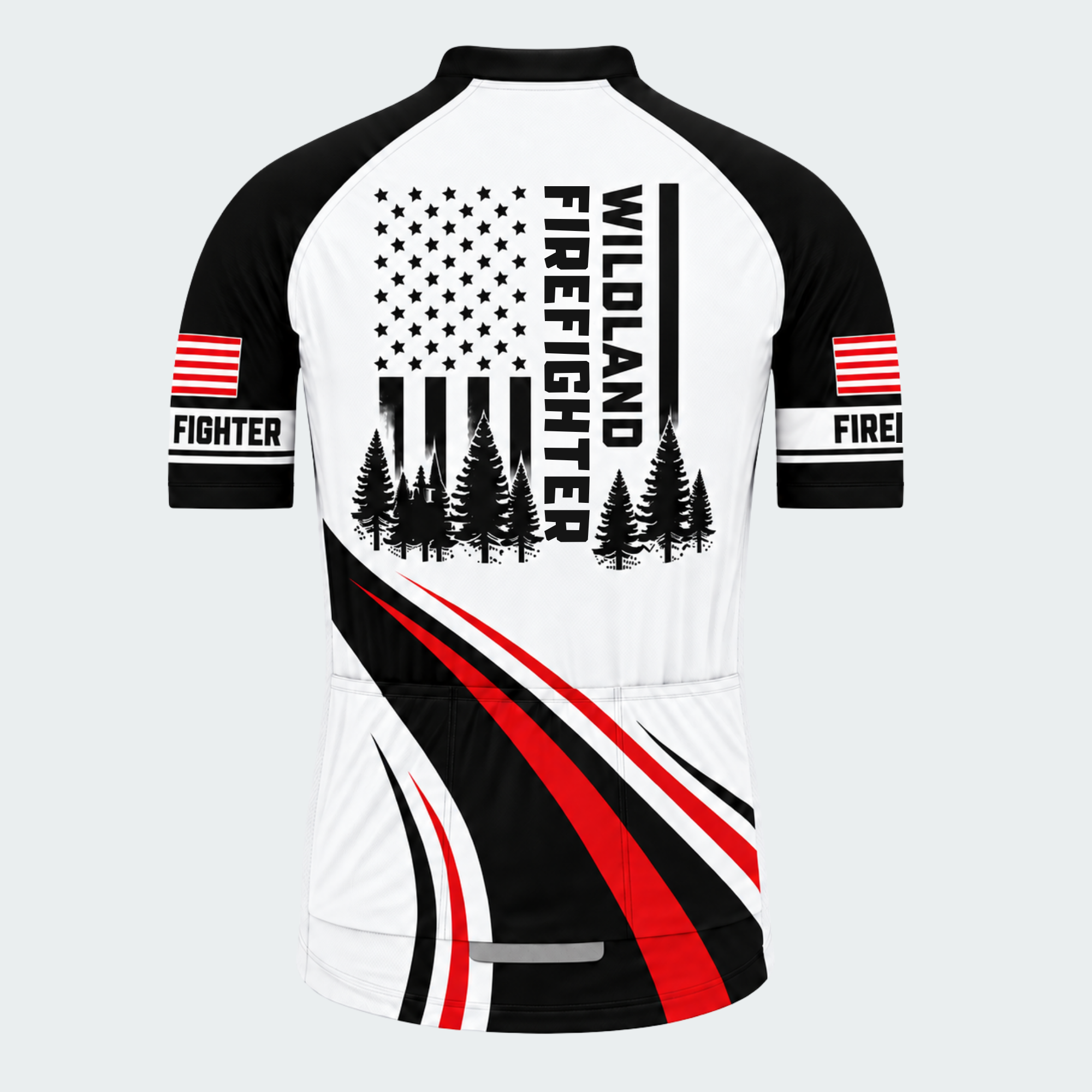 Men's Personalized Wildland Firefighter Forest Flag Cycling Jersey & Kit — short sleeve jersey — image 03