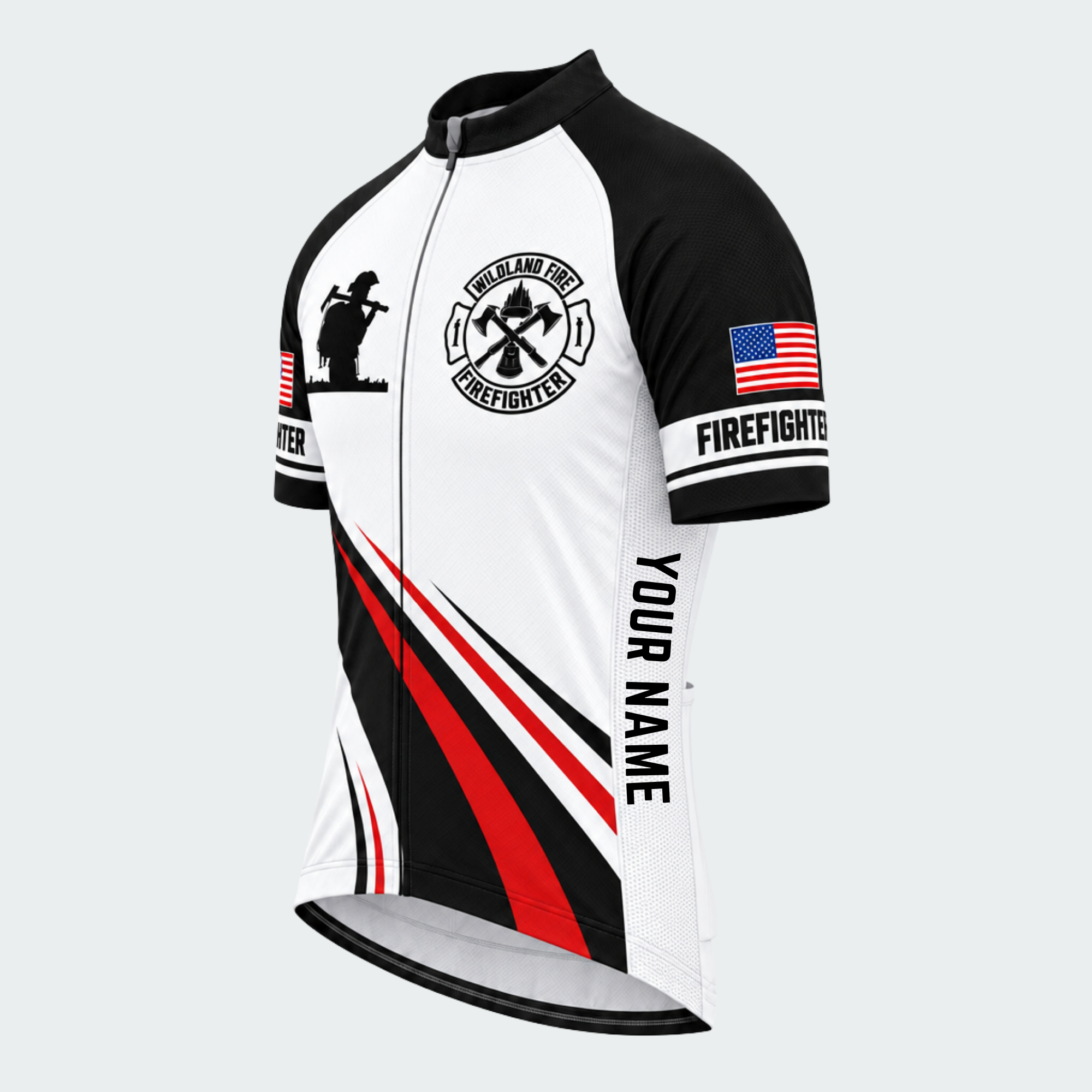 Men's Personalized Wildland Firefighter Forest Flag Cycling Jersey & Kit — short sleeve jersey — image 04