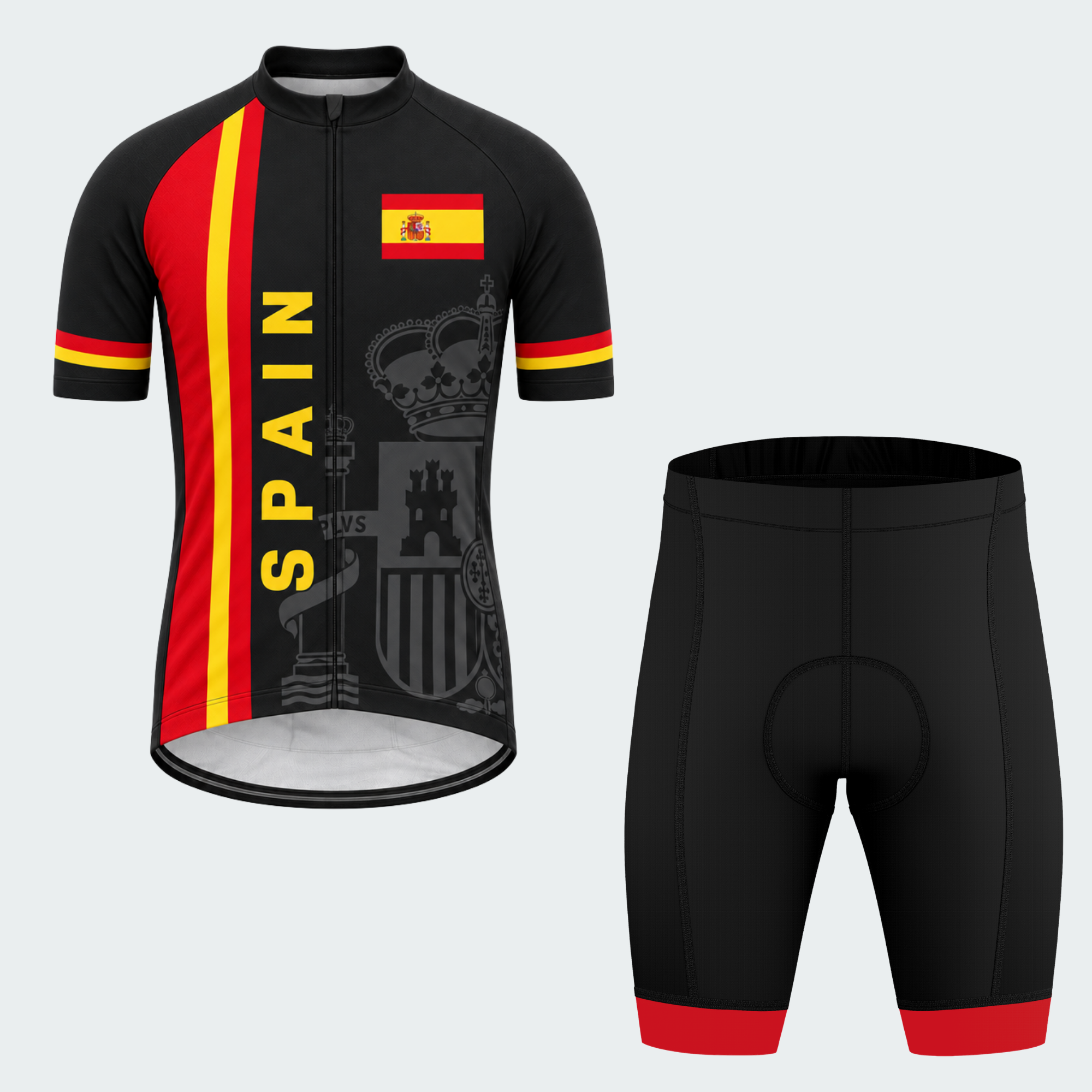 Men's Personalized Spain Crown & Stripes Cycling Jersey & Kit — short sleeve shorts kit — featured image