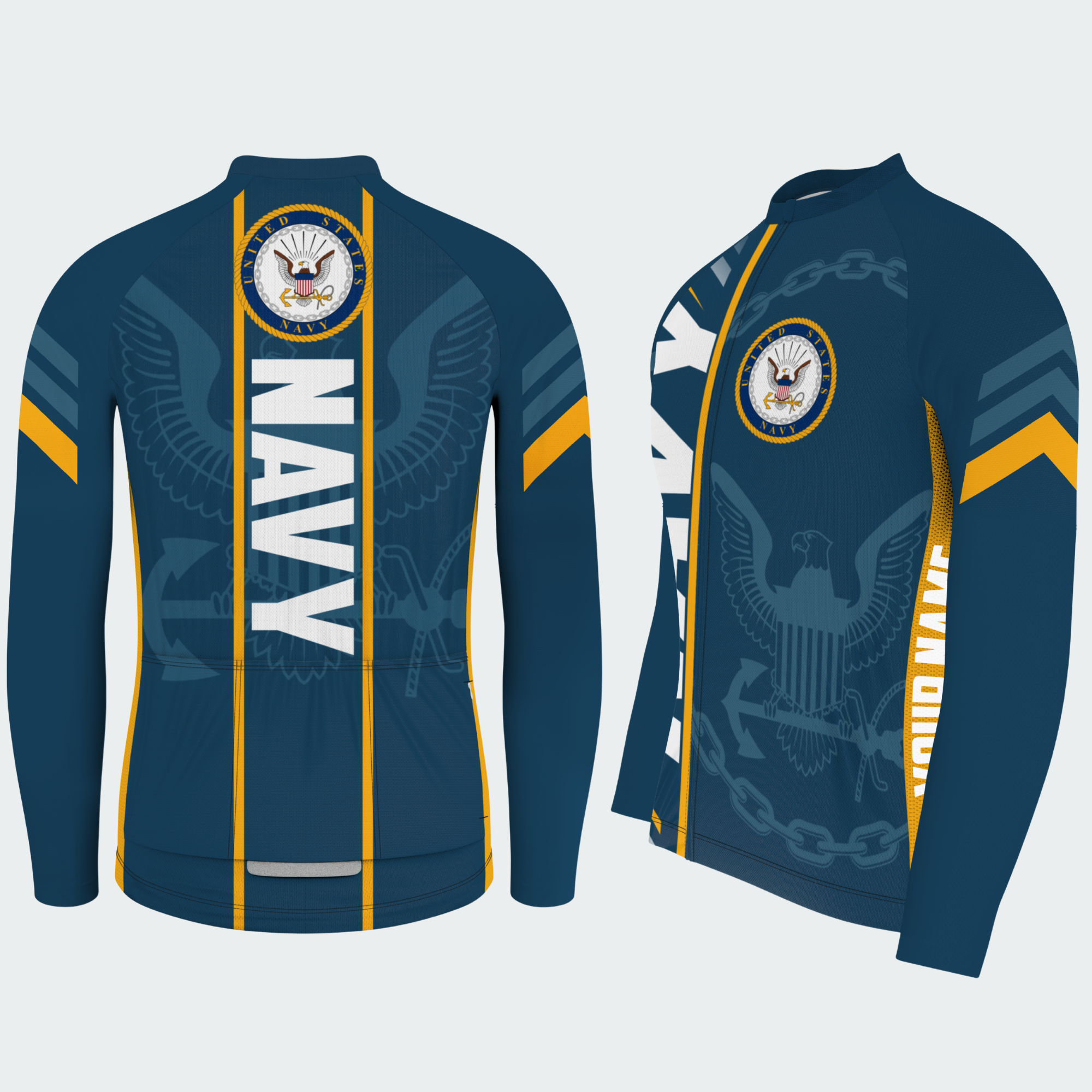Men Personalized U.S. Navy Emblem Pride Cycling Jersey & Kit — long sleeve cycling kit — featured image