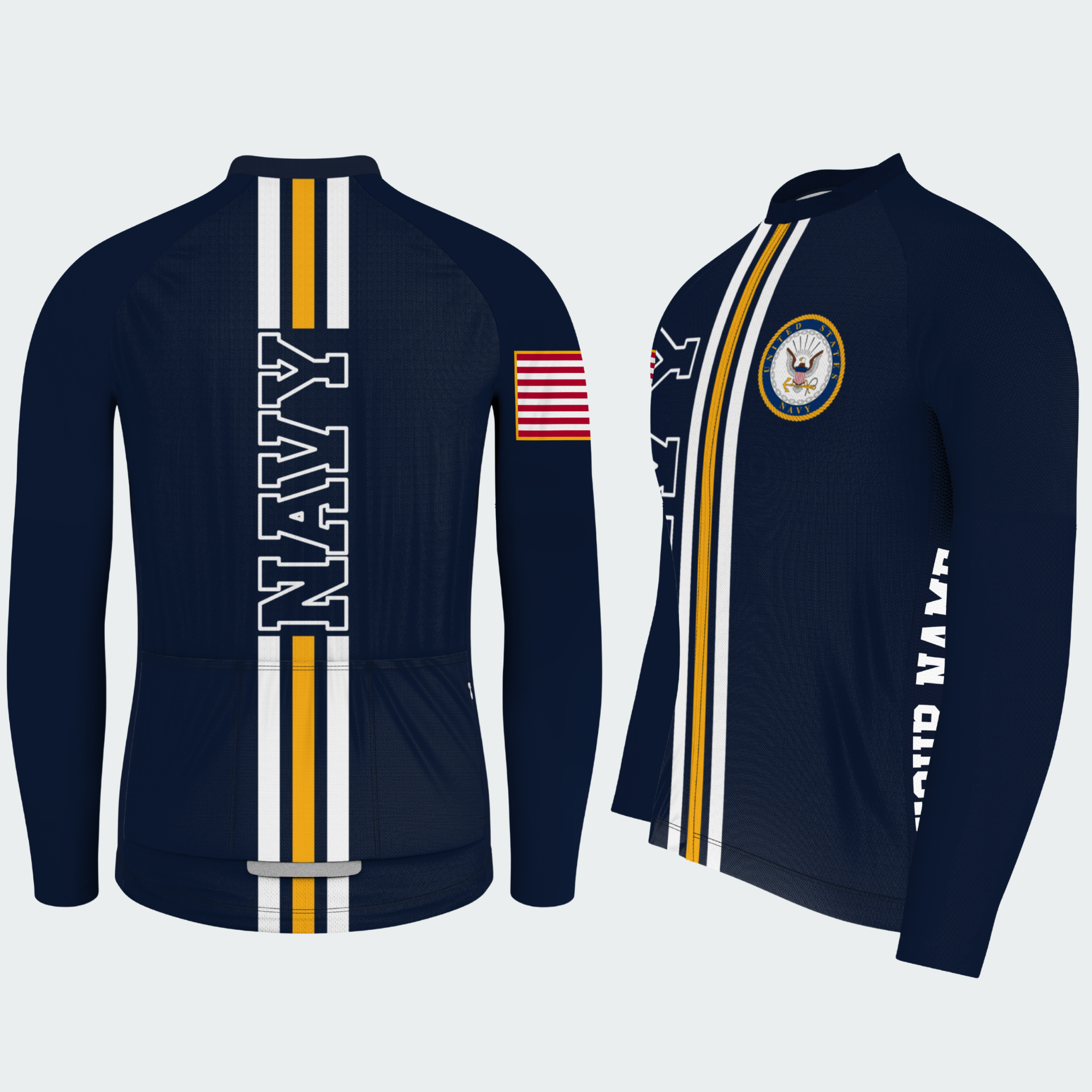 Men Personalized U.S. Navy Anchor Stripes Cycling Jersey & Kit — long sleeve cycling kit — featured image