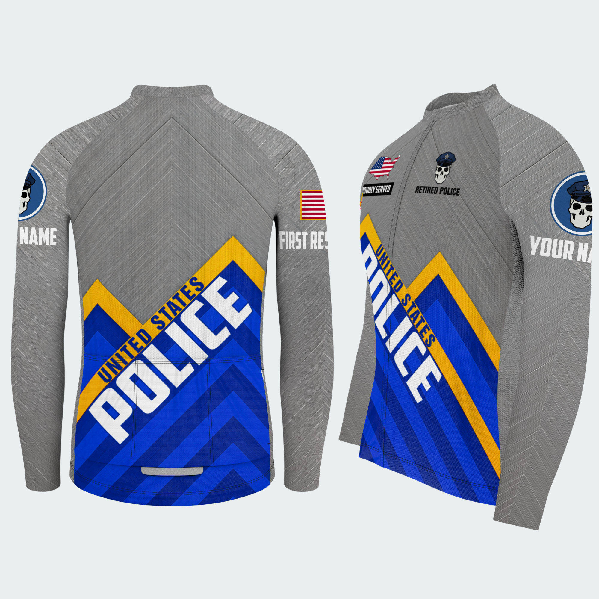 Men’s Personalized U.S. Police Retired First Responder Cycling Jersey & Kit