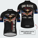 Men’s God Bless America 1776–2026 Patriotic Regular Fit Cycling Jersey