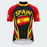 Men's Personalized Short Sleeve Cycling Jersey – Spain Brush Flag - Front