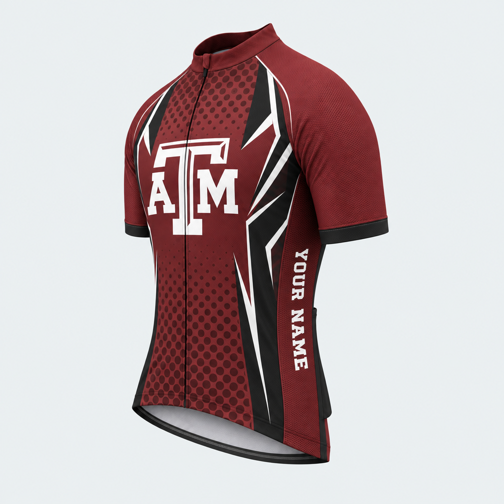 Men's Personalized Short Sleeve Cycling Jersey – Alumni Texas A&M Pride - Front 45°