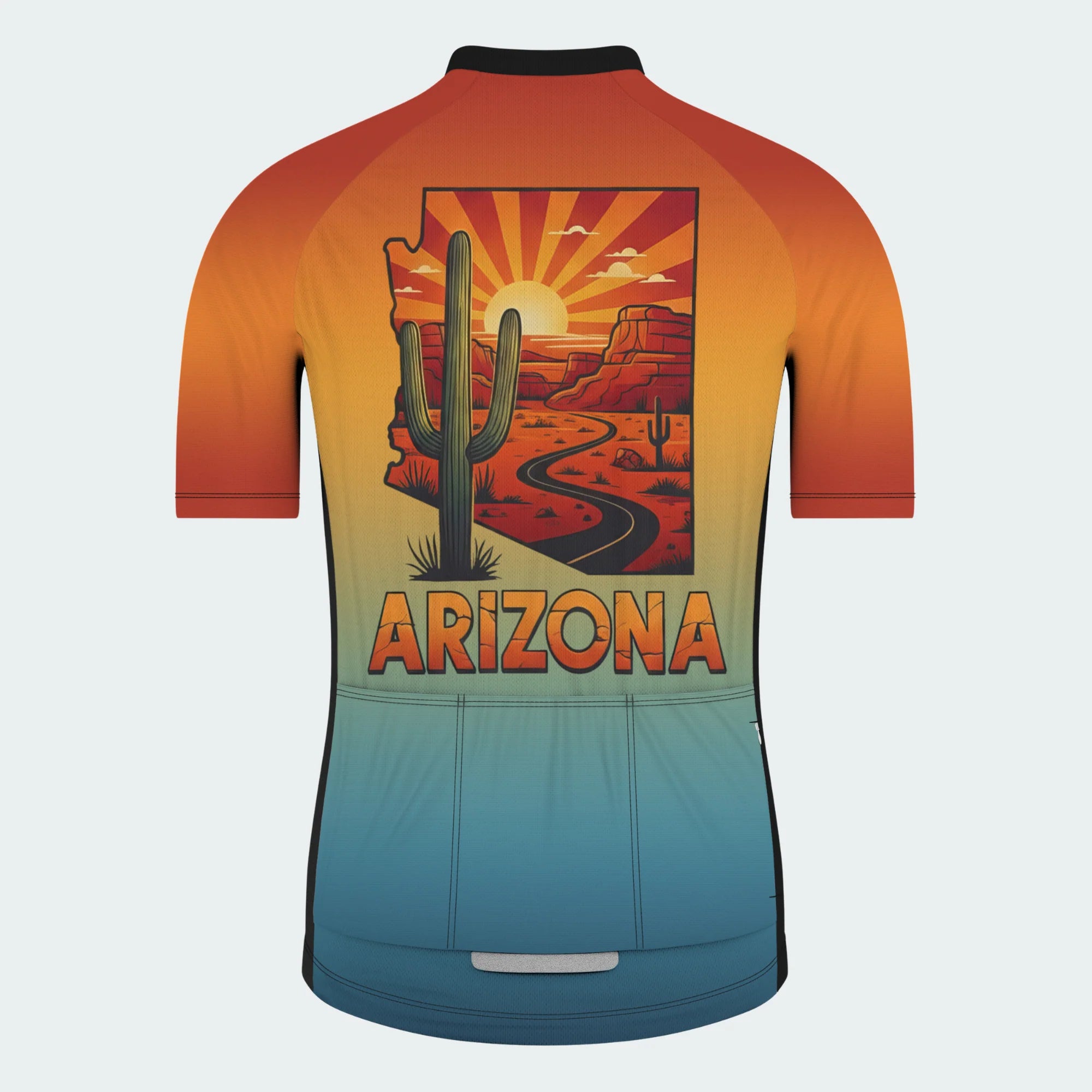 Men's Personalized Short Sleeve Cycling Jersey – Arizona State Outline - Back
