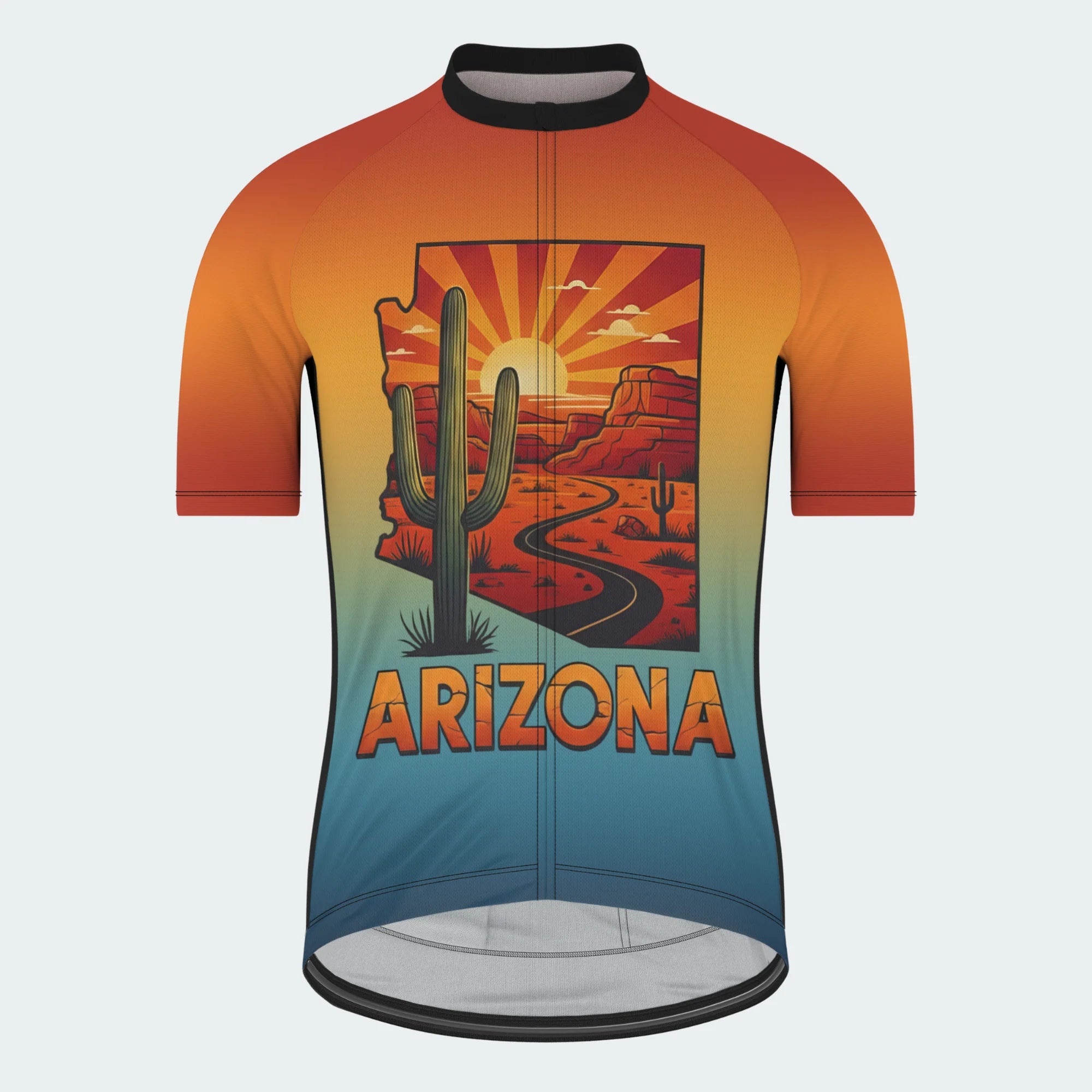Men's Personalized Short Sleeve Cycling Jersey – Arizona State Outline - Front