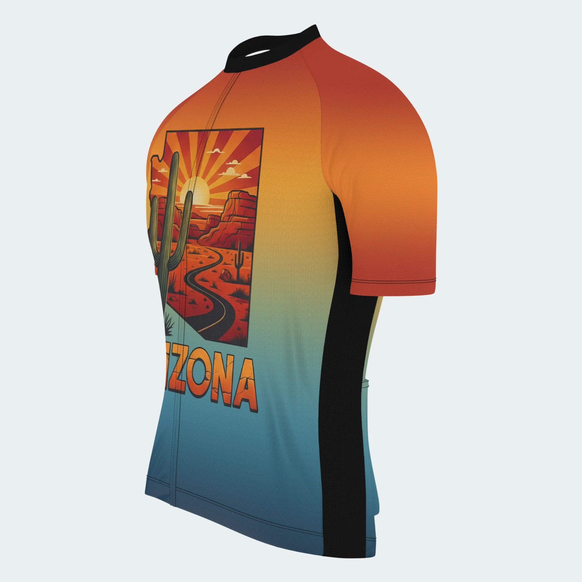 Men's Personalized Short Sleeve Cycling Jersey – Arizona State Outline - Front 45°