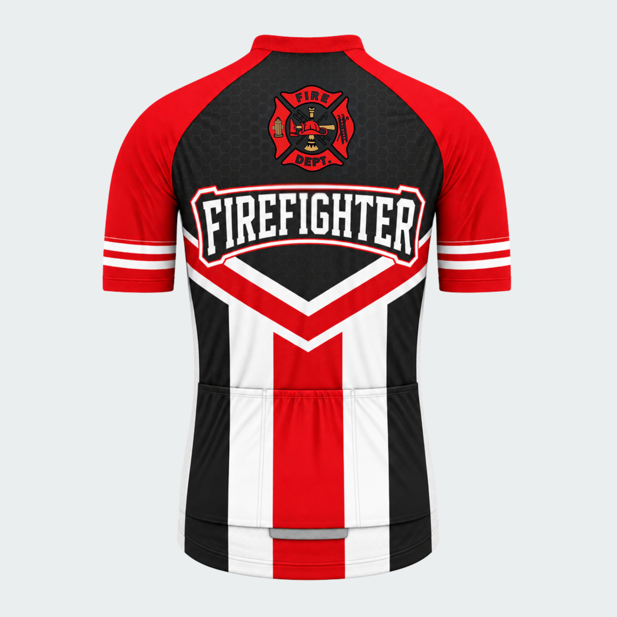 Men's Personalized Short Sleeve Cycling Jersey – US Firefighter Department Pride - Back