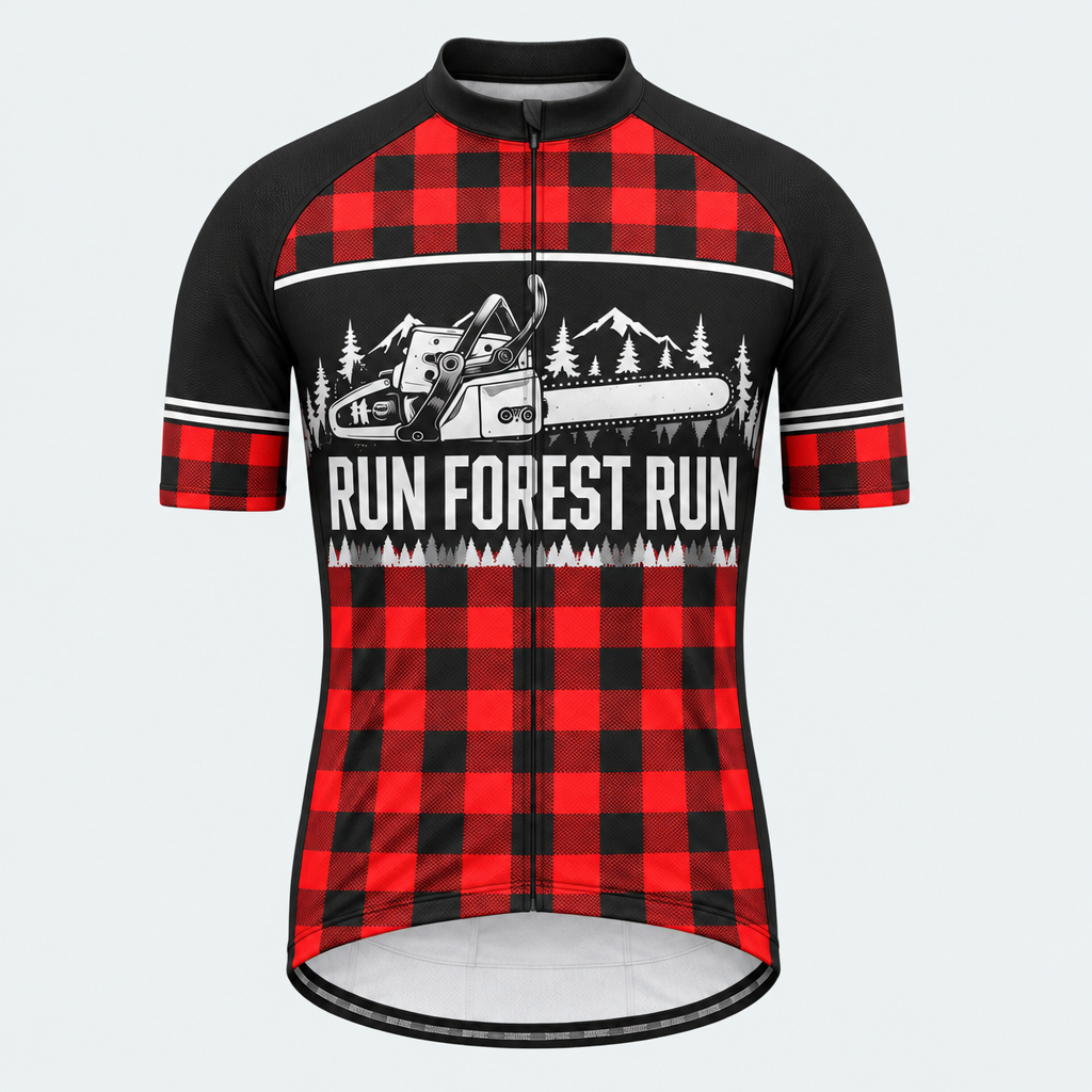 Men's Personalized Short Sleeve Cycling Jersey – Timber Run Lumberjack - Front