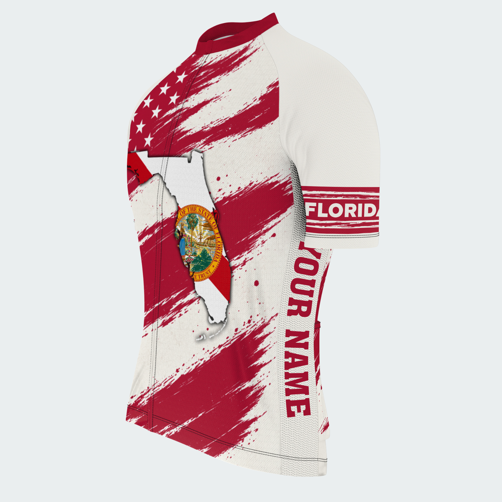 Men's Personalized Short Sleeve Cycling Jersey – Florida State Seal - Front 45°