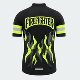 Men's Personalized Short Sleeve Cycling Jersey – US Firefighters Green Flame - Back