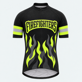 Men's Personalized Short Sleeve Cycling Jersey – US Firefighters Green Flame - Front