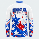 Men's Personalized Long Sleeve Cycling Jersey – US Patriotic Colorful Stars - Back