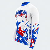Men's Personalized Long Sleeve Cycling Jersey – US Patriotic Colorful Stars - Side