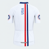 Men's Personalized Short Sleeve Cycling Jersey – US Patriotic USA Eagle Stripes - Back