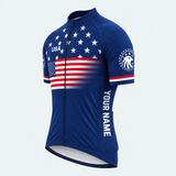 Men's Personalized Short Sleeve Cycling Jersey – US Patriotic Stars & Eagle - Front 45°