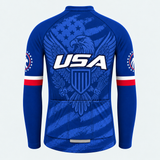Men's Personalized Long Sleeve Cycling Jersey – US Patriotic USA Eagle Crest - Back