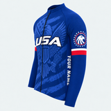 Men's Personalized Long Sleeve Cycling Jersey – US Patriotic USA Eagle Crest - Side