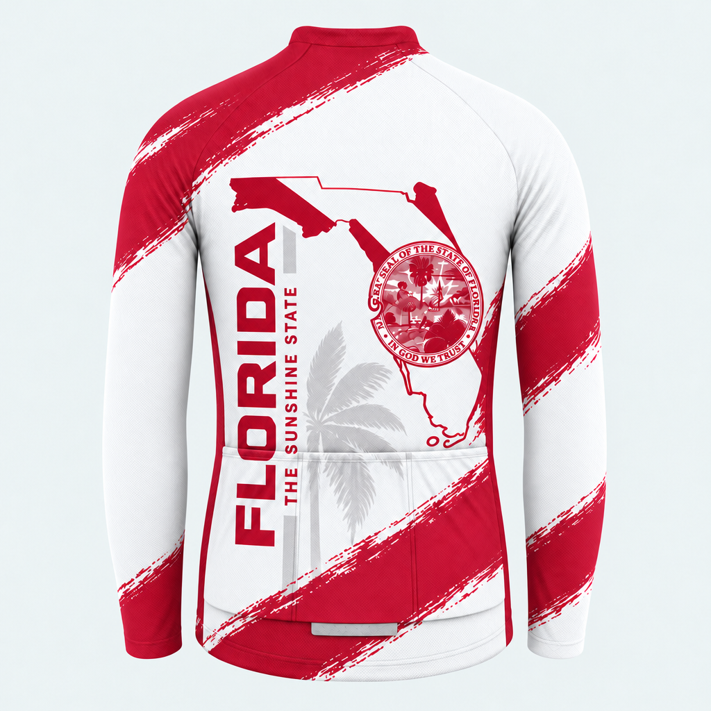 Men's Personalized Long Sleeve Cycling Jersey – Florida Shoreline Seal - Back