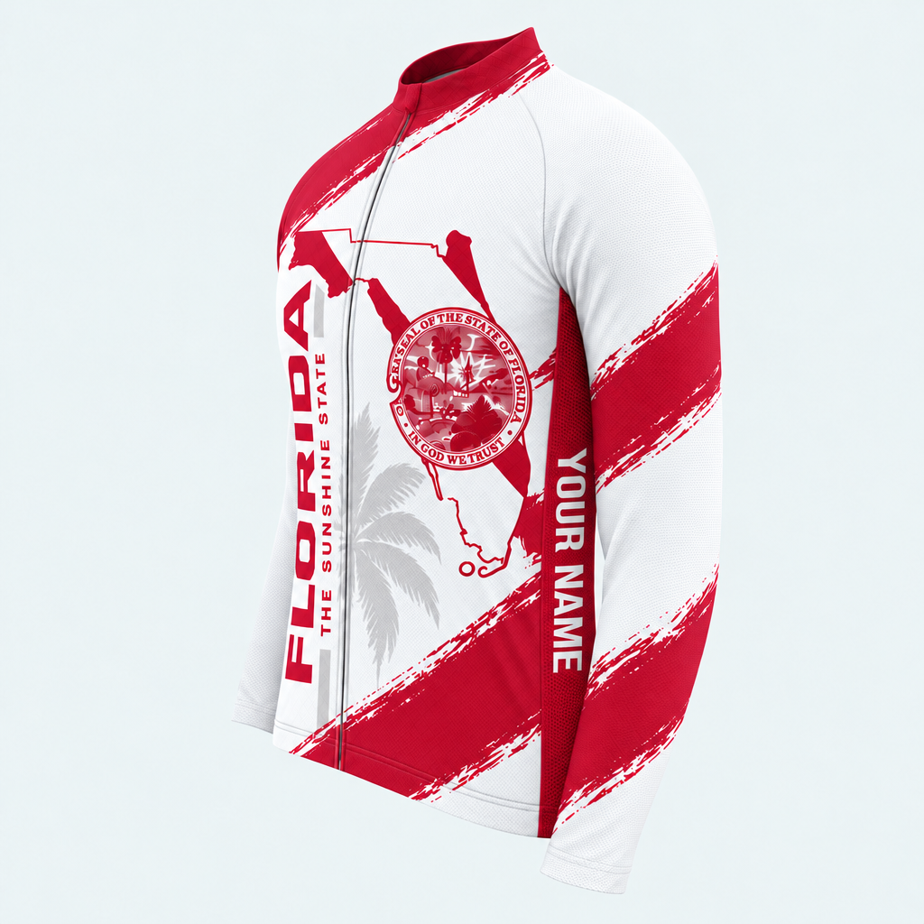 Men's Personalized Long Sleeve Cycling Jersey – Florida Shoreline Seal - Side