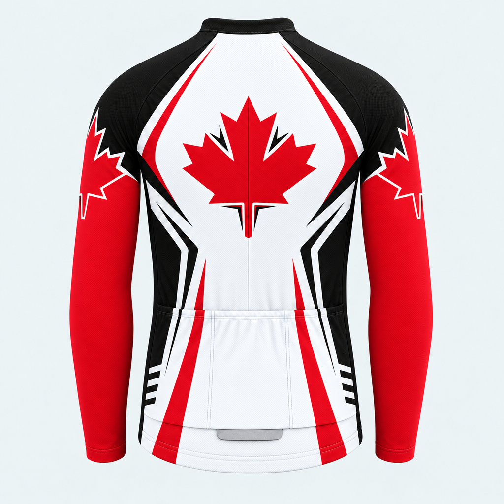 Men's Personalized Long Sleeve Cycling Jersey – Northern Maple Leaf - Back