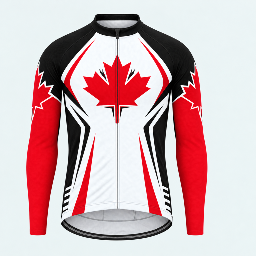 Men's Personalized Long Sleeve Cycling Jersey – Northern Maple Leaf - Front