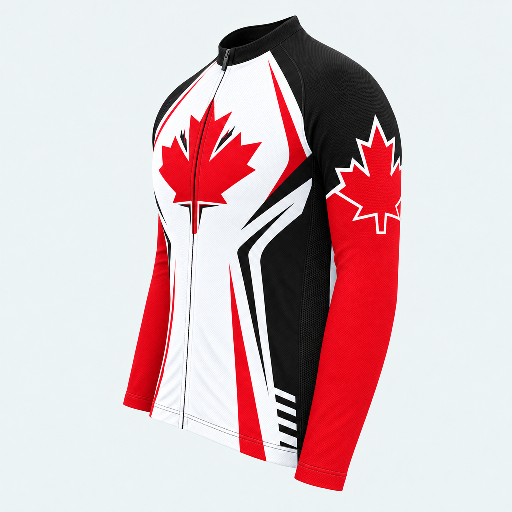 Men's Personalized Long Sleeve Cycling Jersey – Northern Maple Leaf - Side