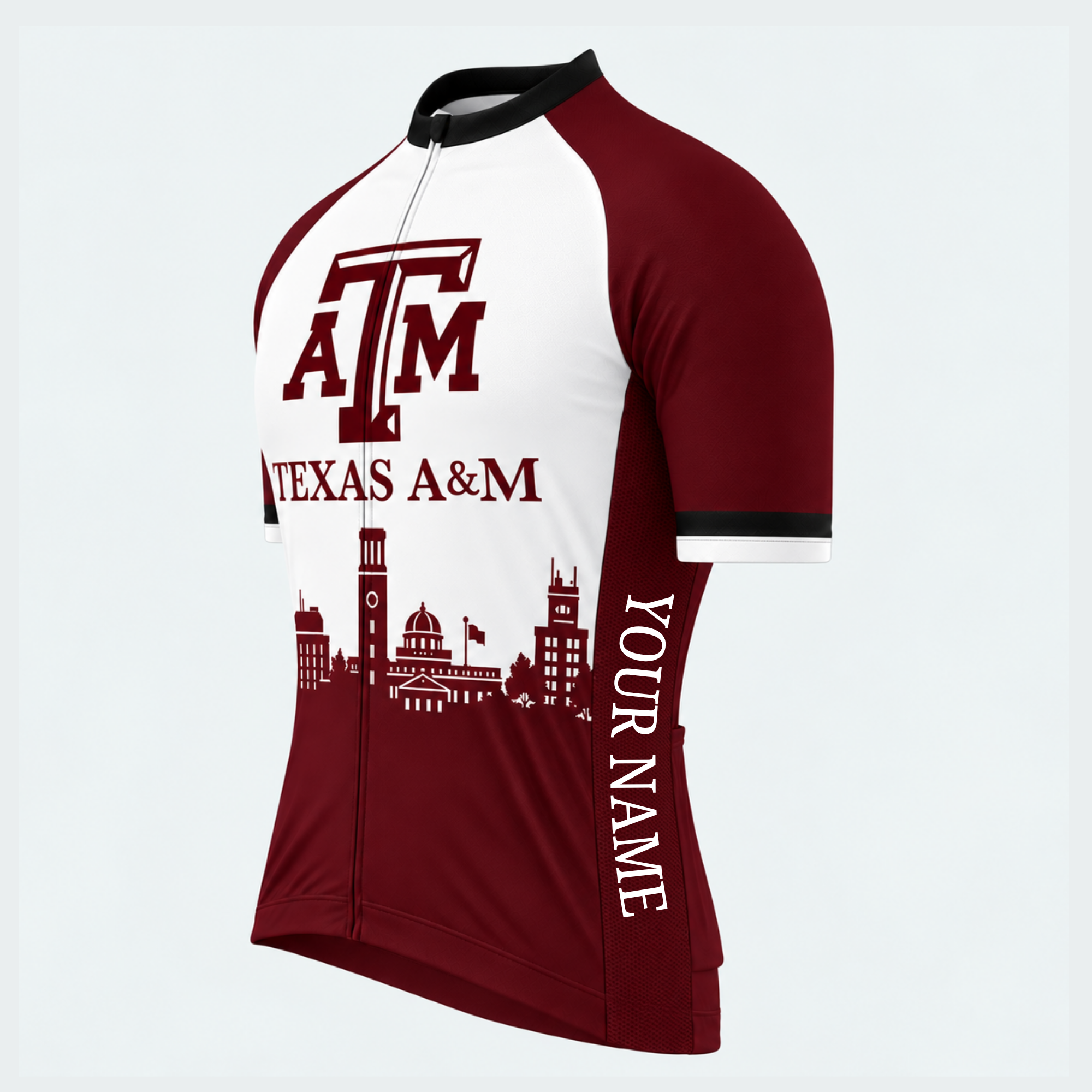 Men's Personalized Short Sleeve Cycling Jersey – Texas A&M Pride - Front 45°