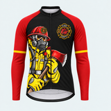 Men's Personalized Long Sleeve Cycling Jersey – US Firefighter Axe and Cross - Front