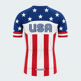 Men's Personalized Short Sleeve Cycling Jersey – US Patriotic Retro Cycling Jersey - Back
