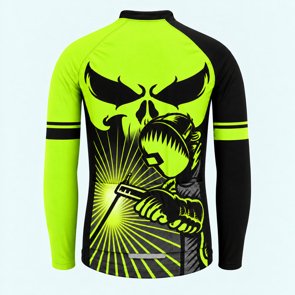 Men's Personalized Long Sleeve Cycling Jersey – Welder Sparks - Back