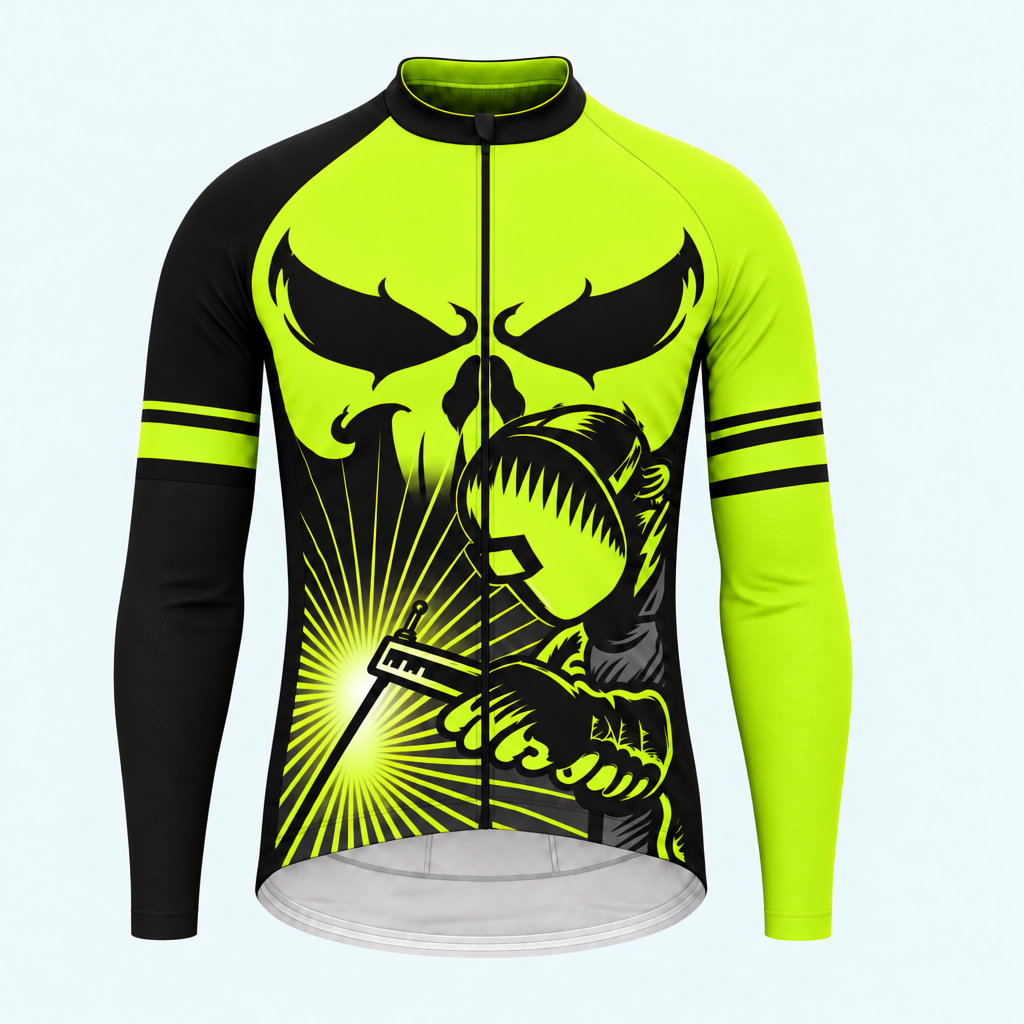 Men's Personalized Long Sleeve Cycling Jersey – Welder Sparks - Front