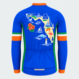Men's Personalized Long Sleeve Cycling Jersey – Florida Landmarks Map - Back