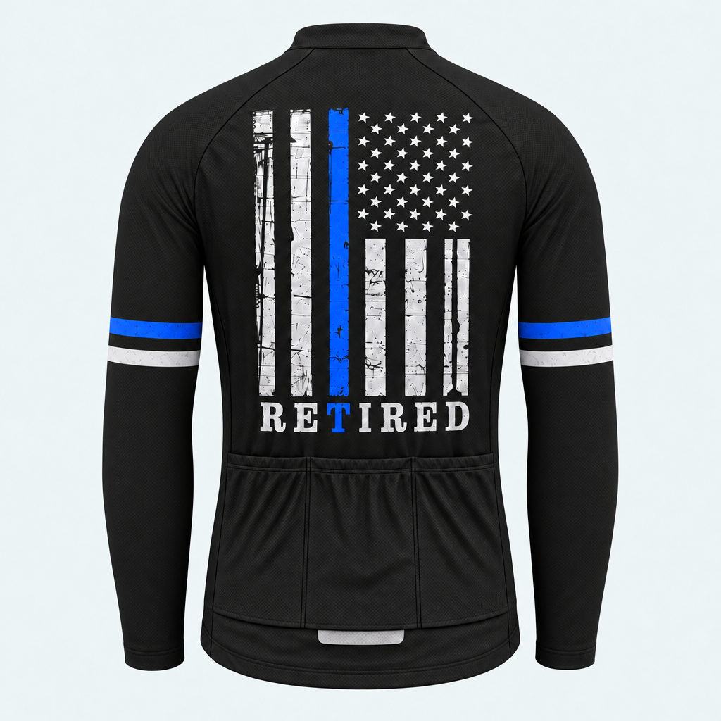 Men's Personalized Long Sleeve Cycling Jersey – Police Retired With Honor - Back