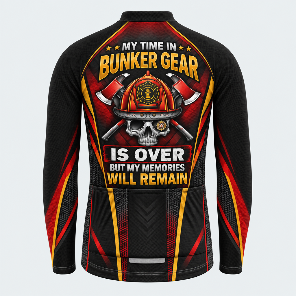 Men's Personalized Long Sleeve Cycling Jersey – US Firefighter My Memories Will Remain - Back