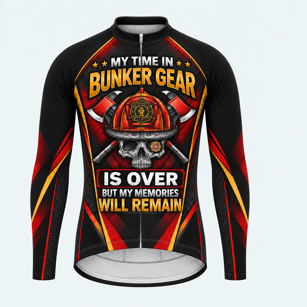 Men's Personalized Long Sleeve Cycling Jersey – US Firefighter My Memories Will Remain - Front
