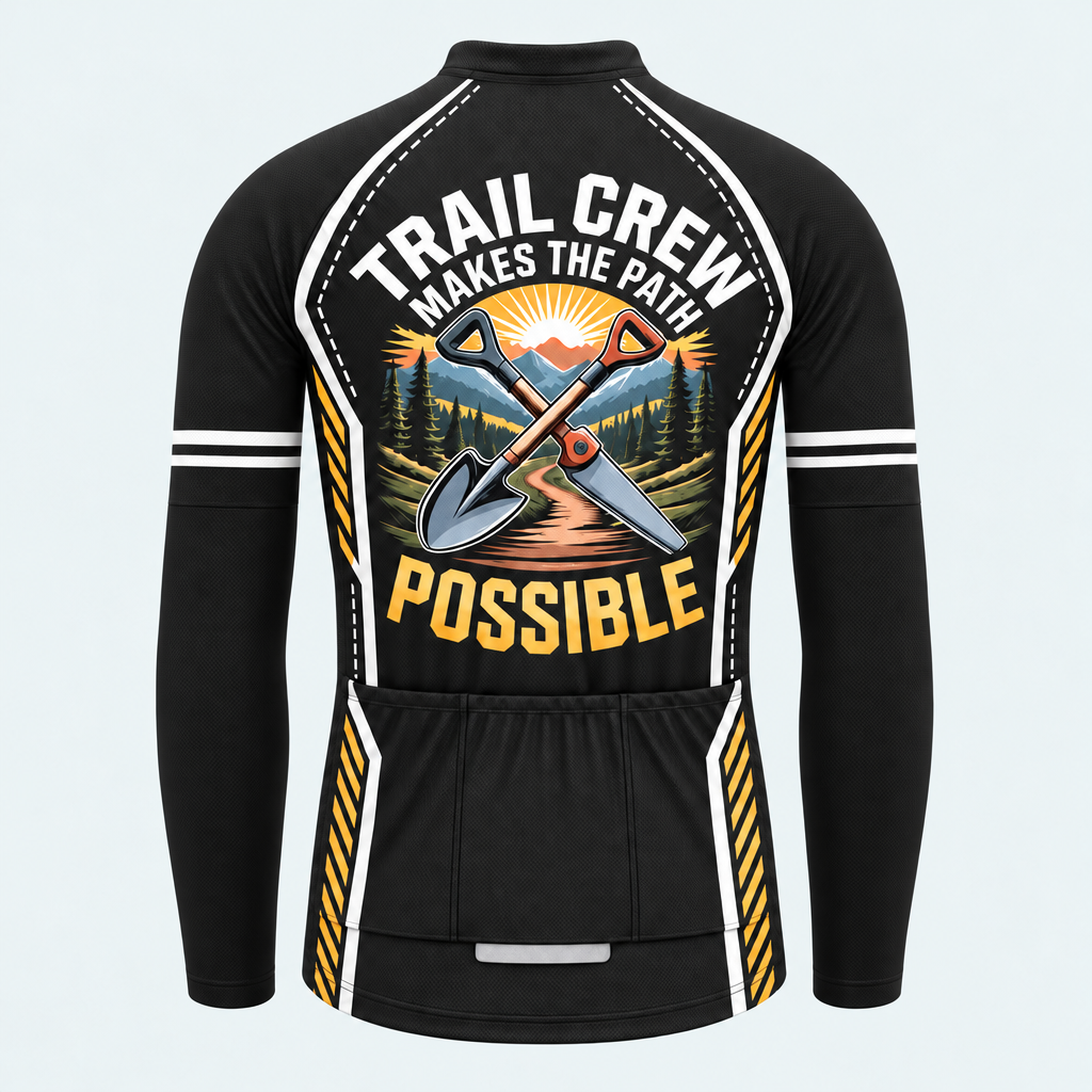 Men's Personalized Long Sleeve Cycling Jersey – Trail Crew Makes the Path Possible - Back