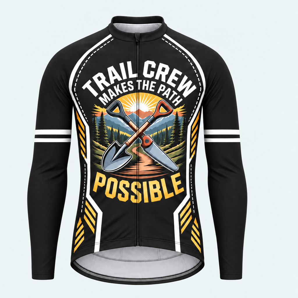 Men's Personalized Long Sleeve Cycling Jersey – Trail Crew Makes the Path Possible - Front